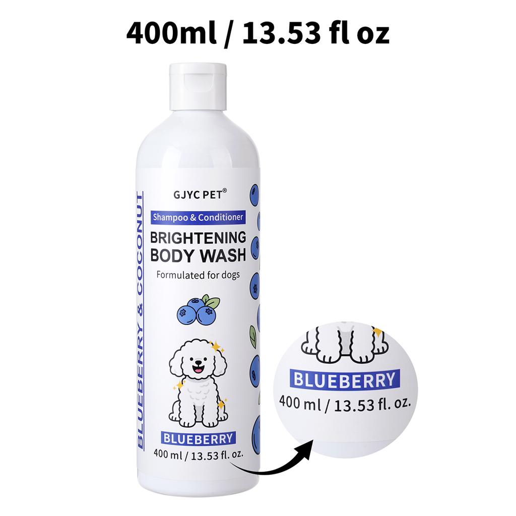 Professional Dog Whitening Shampoo Blueberry Brightening Formula Enhances Fur Shine Softness Pet Grooming Care