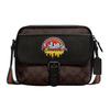 Hudson 23 Классическая Сумка на Плечо Crossbody с Клапаном и Молнией из Холста и Кожи Среднего Размера Мужские сумки Темно-Коричневый Черный C6636-QBMAA