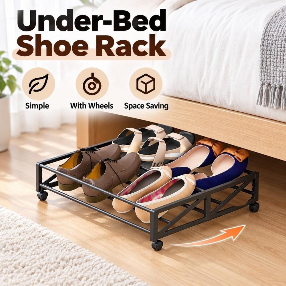 Convenient Movable Shoe Storage Simple Pull-Out Shoe Rack Hidden Rolling Shoe Rack Living Room
