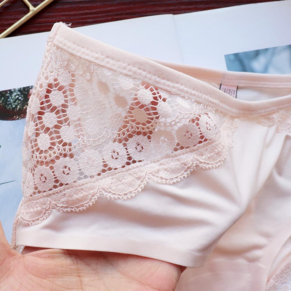 Fashion Simple Women Panties Sexy Hollow Lace Seamless Underwear High Elastic Breathable Mid-waist Women's Briefs
