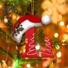 Рождественская подвеска в виде буквы, акриловая 2D плоская буква, подвесное украшение на рождественскую елку, шапка Санты, украшение в виде буквы для каминной двери, стены