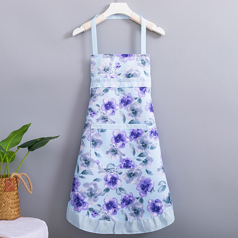 Хлопковый холст с цветочным принтом для женщин, кухонный маслостойкий фартук с карманами и регулируемым поясом, водонепроницаемый фартук без рукавов