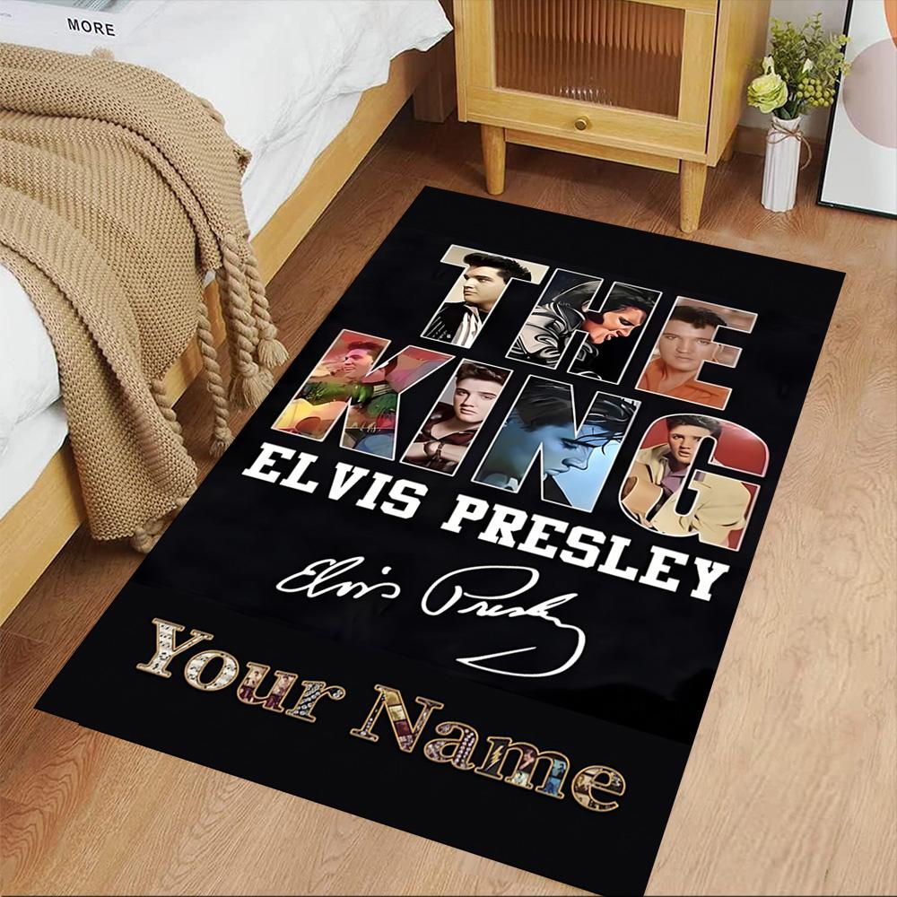 Elvis Presley Customize Your Name Floor Rug Office Rug Perfect for Study room Dining Room Hallway Playrooms Anti-slip Rug Anime Office Decor