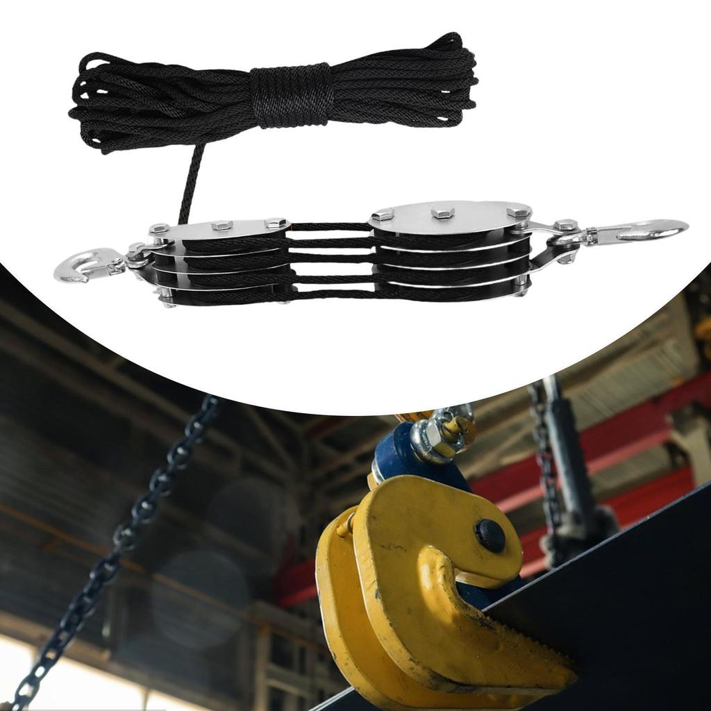 Блок канатной тали и полиспаста, система шкивов, портативный, сверхпрочный, вращающийся на 270 градусов крюк