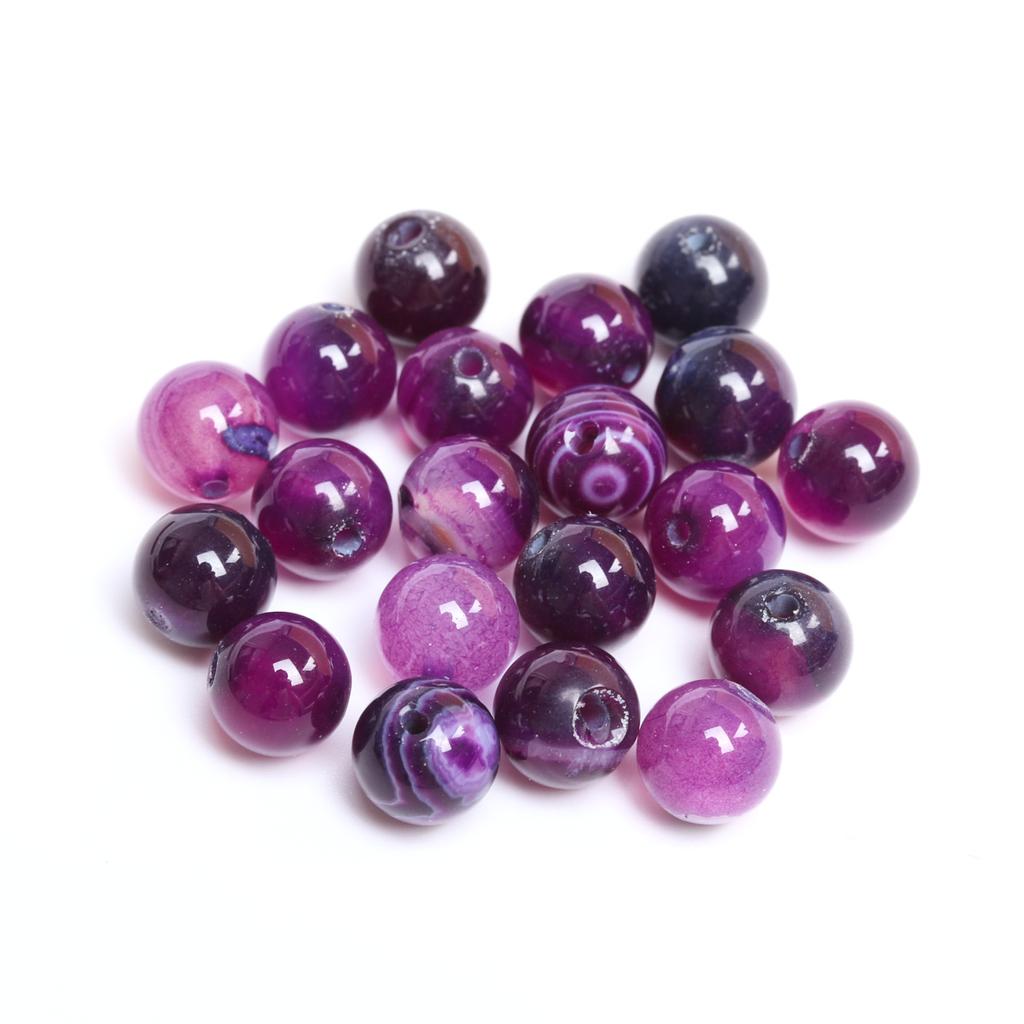 Accessory For Jewelry DIY Stone Stripe Agates Fashion Beads 4/6/8/10/12mm Spacer Beads Mobile Phone Chain 40/30/20/5Pcs Jewelry Making Beads