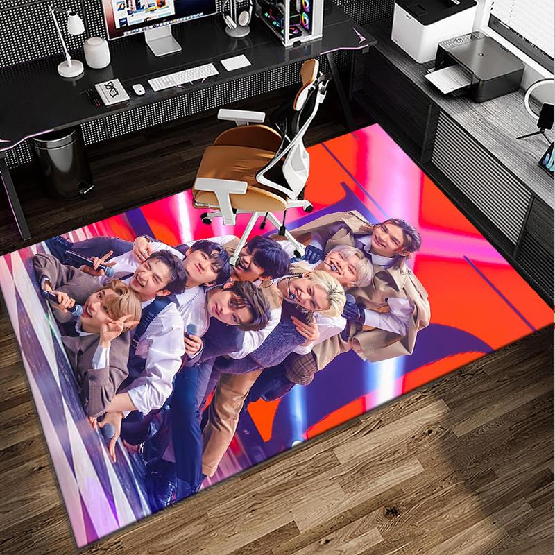 K-pop Group Poses Office Rug Chair Mat, Game Carpet, Suitable for Front Door, Bedroom, Living Room, Desk, Holiday Gift