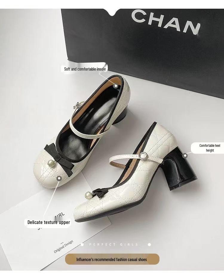 French Chic Chunky Heel Mary Janes with Bow - Spring 2025 Collection