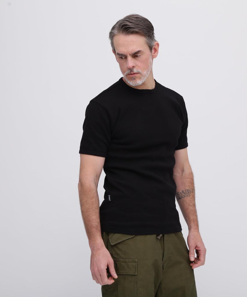 AVIREX DAILY MINI WAFFLE CREW NECK T-SHIRT 6143150 men's black M