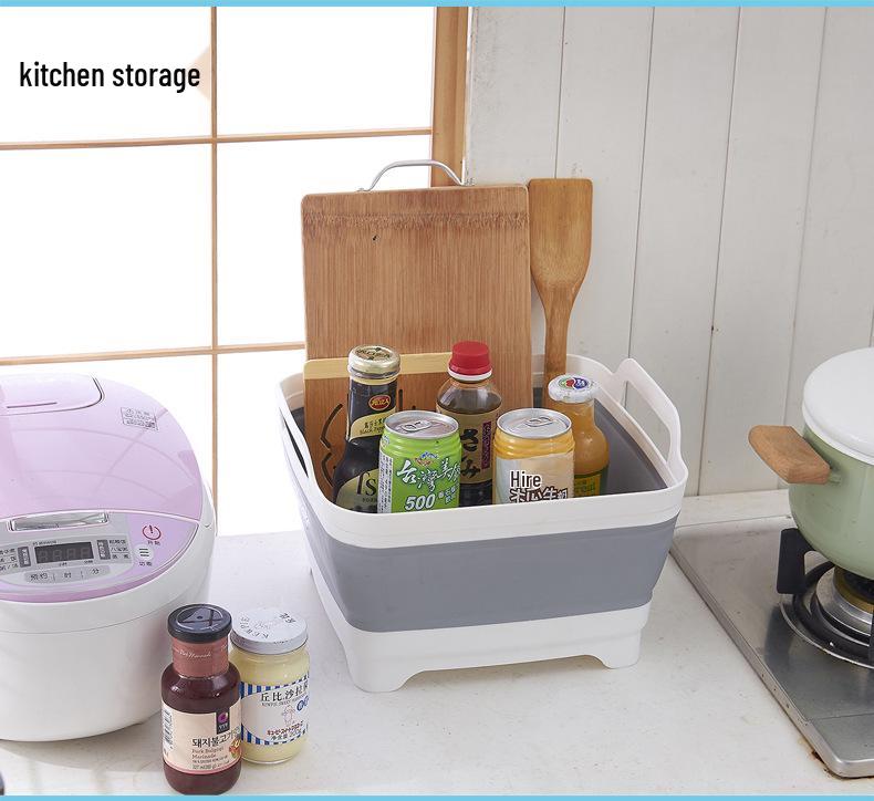 Складной пластиковый таз для мытья - Портативный, утолщенный складной умывальник и ведро для льда/фруктов