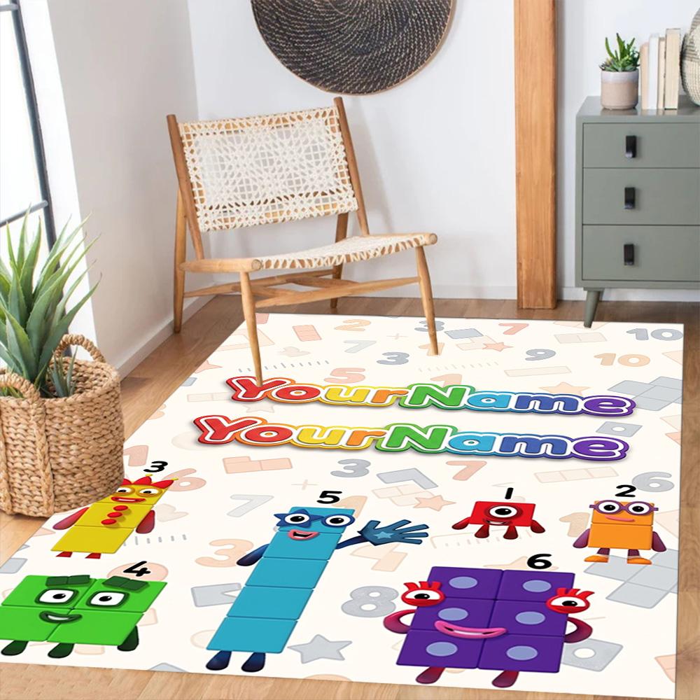 Numberblocks Personalized Text Carpet Design for Dormitory Game Room Dining Room Bedrooms Anti-slip Rug Office home decor Spiritual Gift