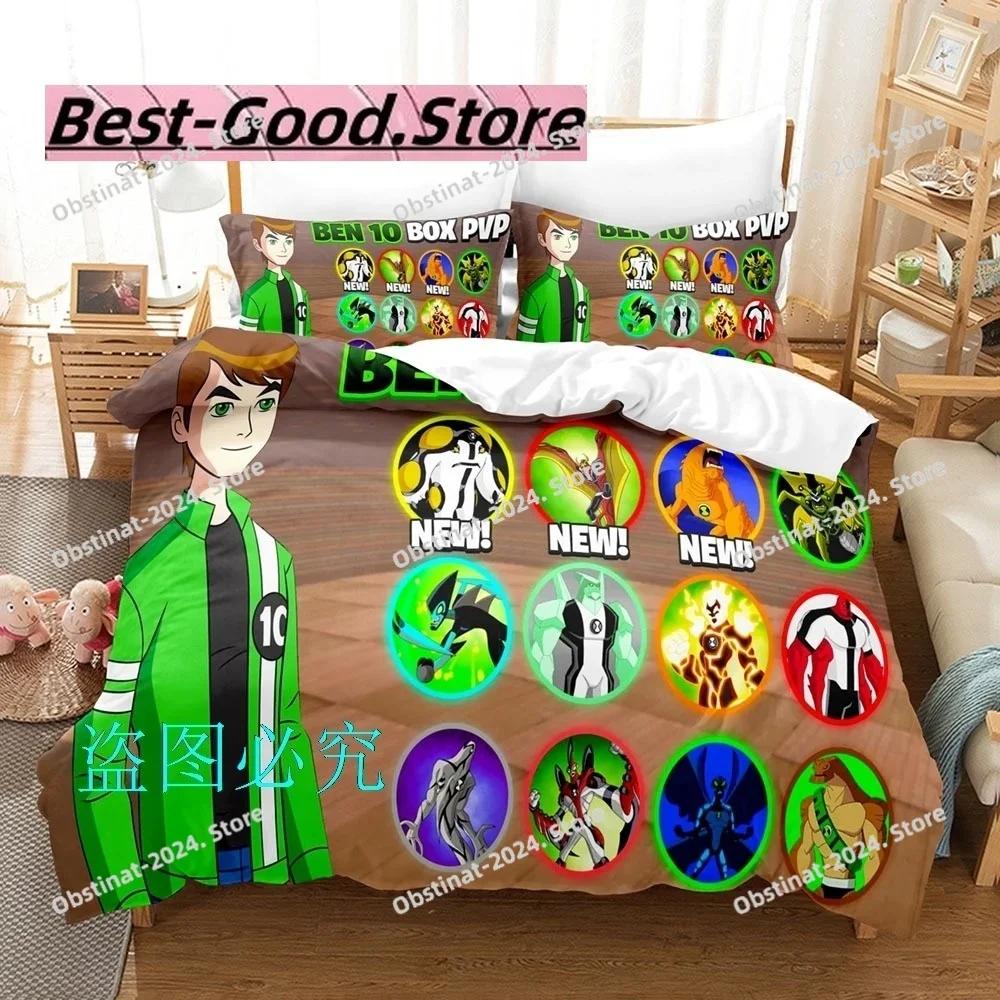 Ben10 Ультимативный Комплект Постельного Белья Односпальный Полуторный Двуспальный Евро King Size Комплект Постельного Белья Детская Спальня Комплекты Пододеяльников Комплект Постельного Белья Аниме