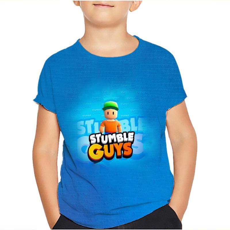Футболки для детей Stumble Guys Stumble Game Cartoon 3D Print с коротким рукавом для мальчиков/девочек с круглым вырезом, модные футболки для мальчиков, футболки, топы, одежда