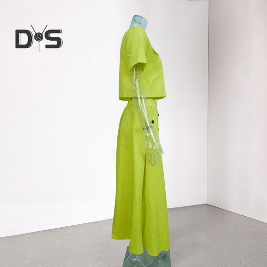 Женская рубашка и юбка, однотонная блузка с круглым вырезом, застегивающаяся на пуговицы, юбка с карманами, летний наряд для офиса, деловых мероприятий