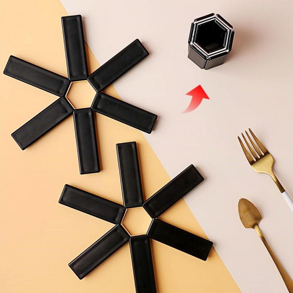 Складной теплоизоляционный коврик Подставка под кастрюлю Нескользящая расширяемая подставка под тарелку Для кастрюли Теплоизоляционный коврик Кухонные принадлежности