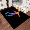 Colorful Soccer Player Illustration on Black Background Non-slip rug suitable for living room and bedroom sofas