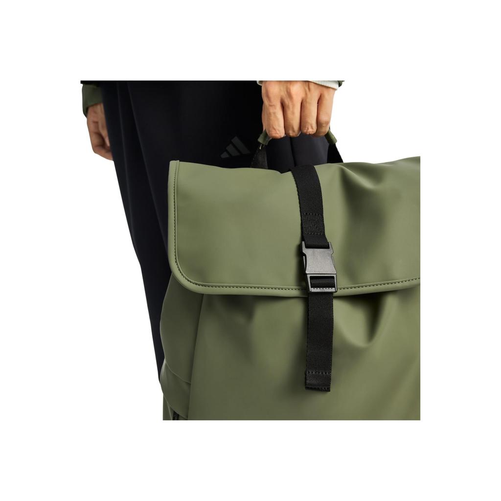 Adidas 22.6L Brand Logo Solid Color Minimalist Flap Sports Backpack PU Unisex Backpack Rock-Olive-Green IA7499