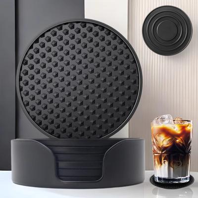 6 шт./набор из 6 круглых силиконовых подставок для напитков 10 см, нескользящие утолщенные настольные подставки для стаканов, изолированные коврики для чашек в кафе