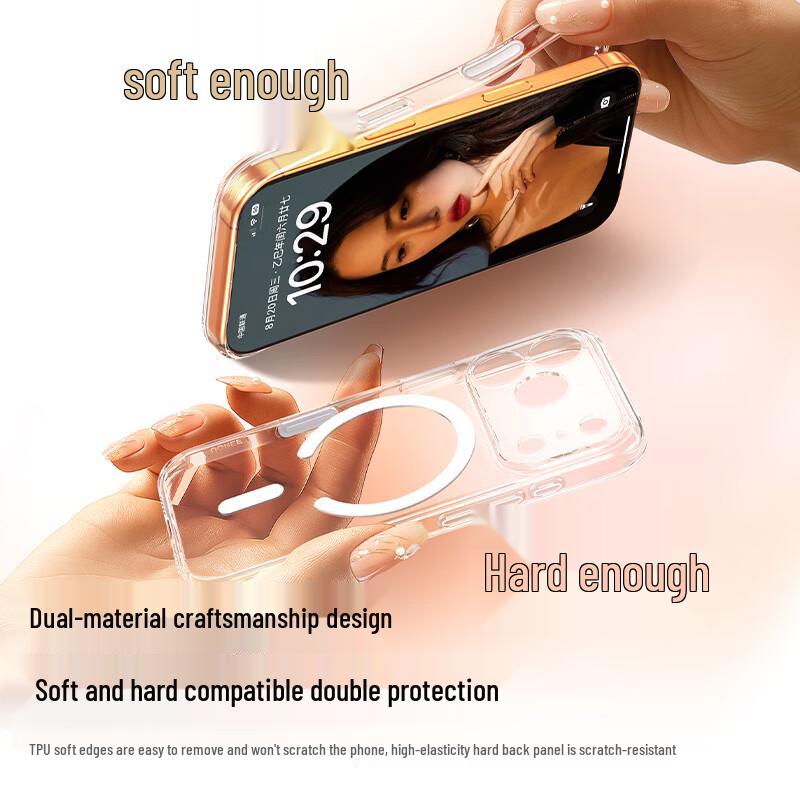 Ugreen Прозрачный магнитный чехол с кнопкой ИИ для iPhone 17 Pro Max