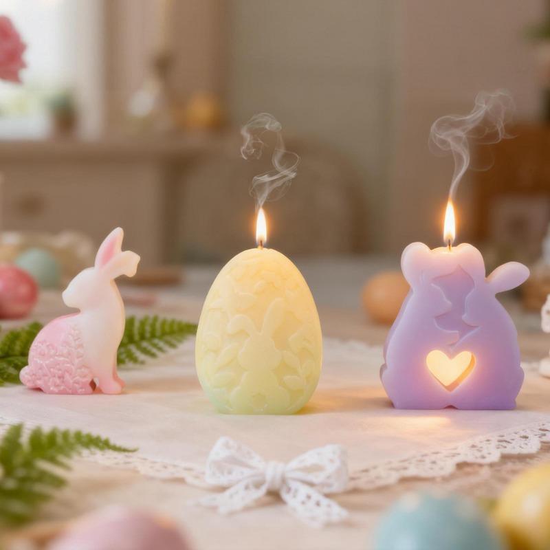 1-piece set, Easter hollow rabbit shaped candle silicone mold, DIY home decoration Easter candle aromatherapy drip plaster mold
