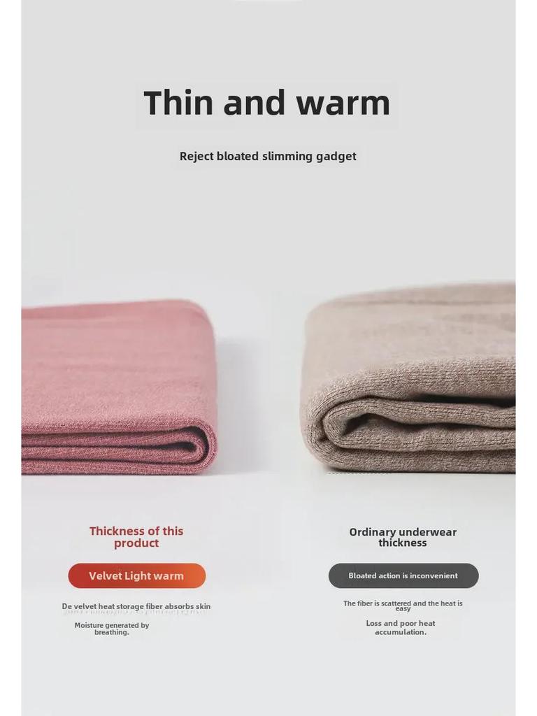 Women's Thickened Velvet Thermal Underwear Suit - Large Size, Round Neck, Self-Heating, Cold-Proof for Autumn/Winter 2023.