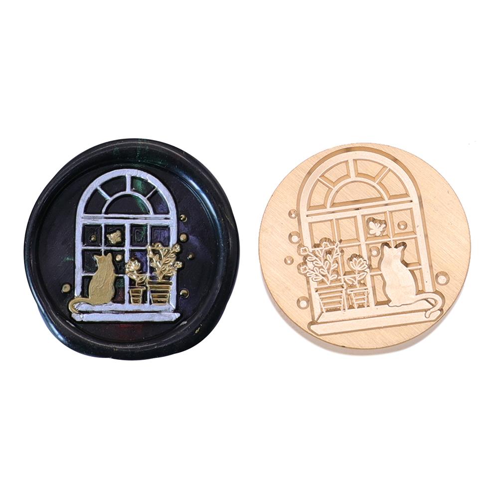 Восковая медная головка с рисунком окна, серия, винтажная ремесленная запечатывающая головка для открыток, конвертов, свадебных приглашений, подарочной упаковки