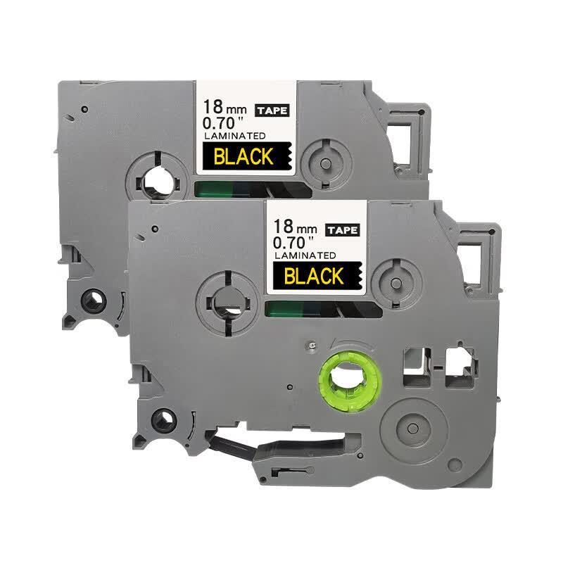 TECHAIN 18mm Black/Gold Label Tape for Brother P-touch