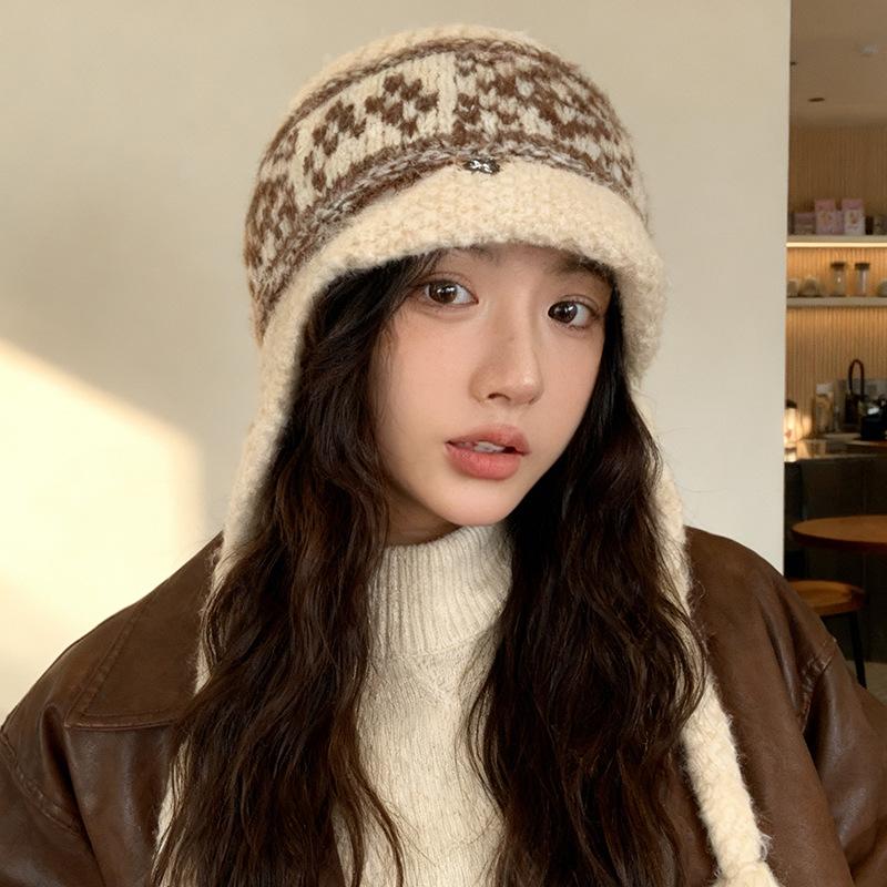 Fair Island Knitted Lei Feng Hat Children's Winter Thickened Warm Ear Protector Wool Hat Show Face Small Baotou Cold Hat