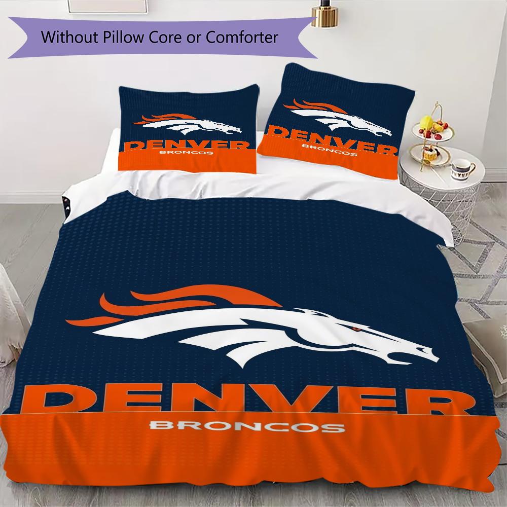 Denver Broncos Pattern Bedding uilt Set uilt Cover Pillowcase Home Decoration Birthday Gift (1*duvet cover + 2*pillowcase without core)