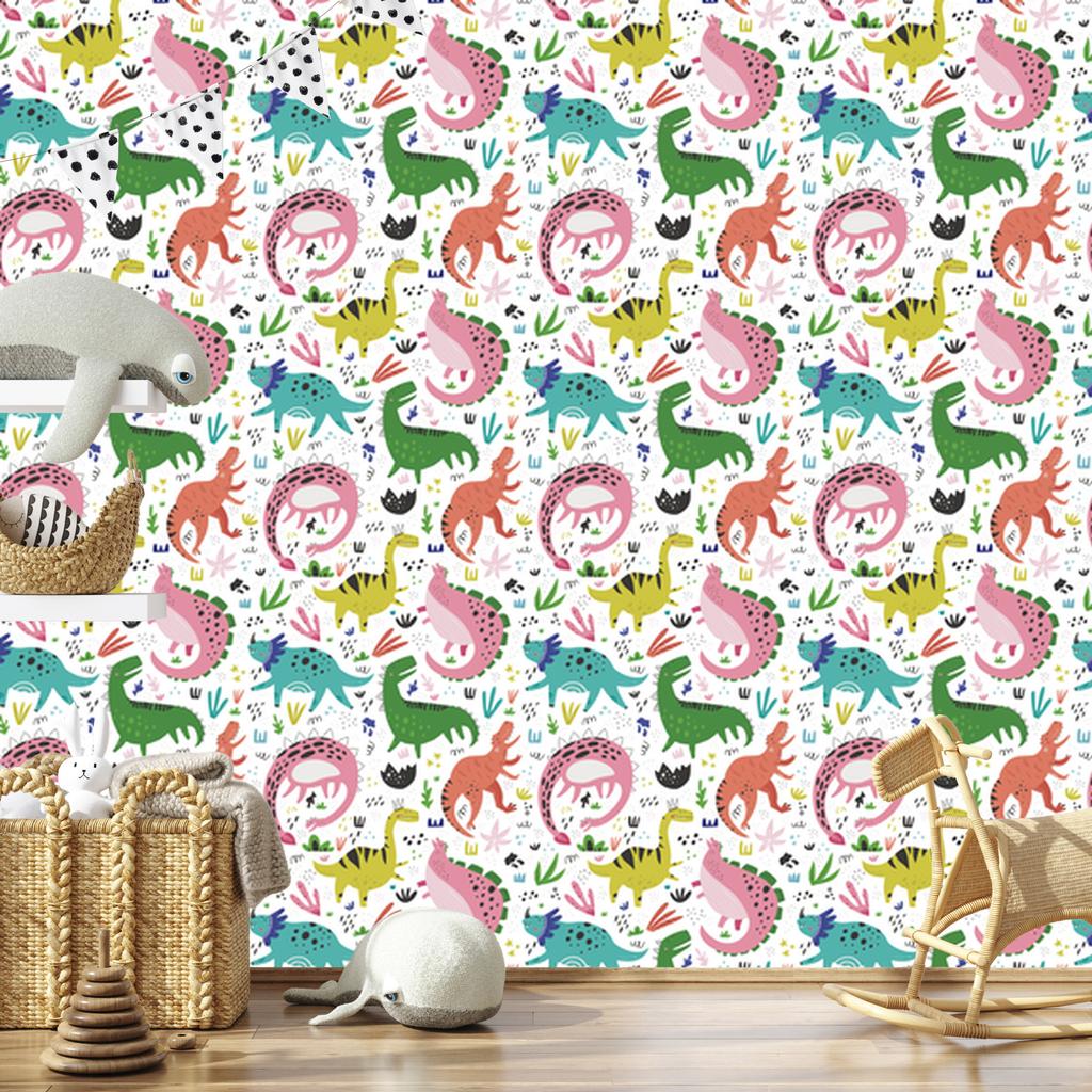 Colorful Dinosaurs Wallpaper for Living Room and Bedroom 50x1000
