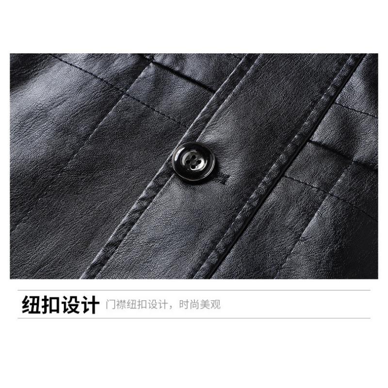 Men S Fleece Lined Pu Leather Jacket Lapel Winter Warm Fashion