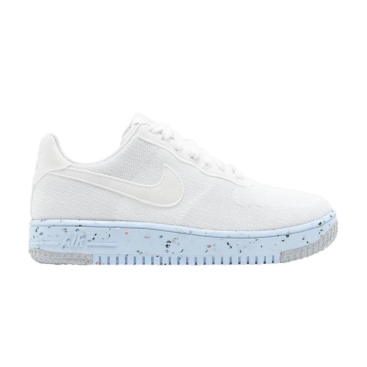 Женские кроссовки Nike Air Force 1 Low Crater Flyknit Белый Ледяно-голубой (Женский) Белый/чистая платина-белый