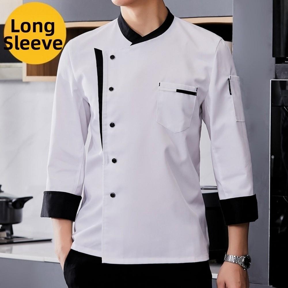 Long Sleeve Chef Uniform Breathable Kitchen Work Clothes Unisex Chef Jacket Hotel Cafe