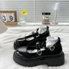Platform Lolita Shoes Women 'S Autumn  Trends Black Pu Leather Cute Metal Buckle Mary Jane Loafers Girl School Uniform Shoes