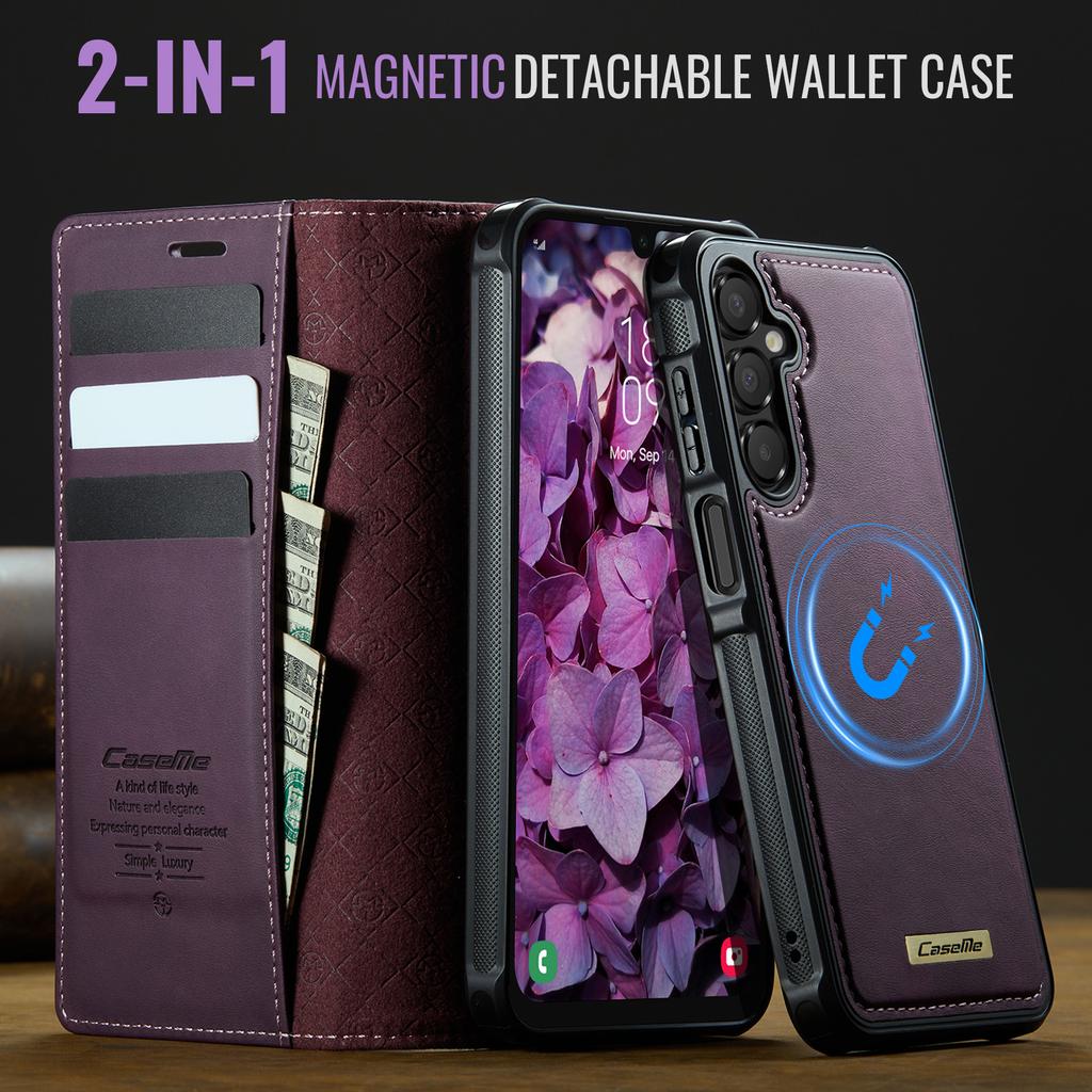 For Samsung Galaxy A16 5G Magnetic Case RFID Blocking Detachable Wallet Leather Phone Cover