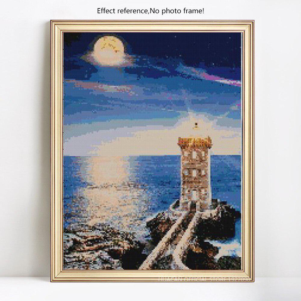 Diamond Painting Landscape Lighthouse Full Round Diamond Embroidery Picture Rhinestone