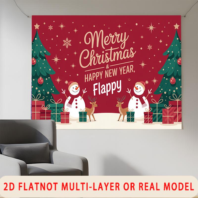 Party Backdrop New Year Christmas Flat Merry Flappy Snowman Deer Tree Multi Photo Booth Decor Front Door Decor