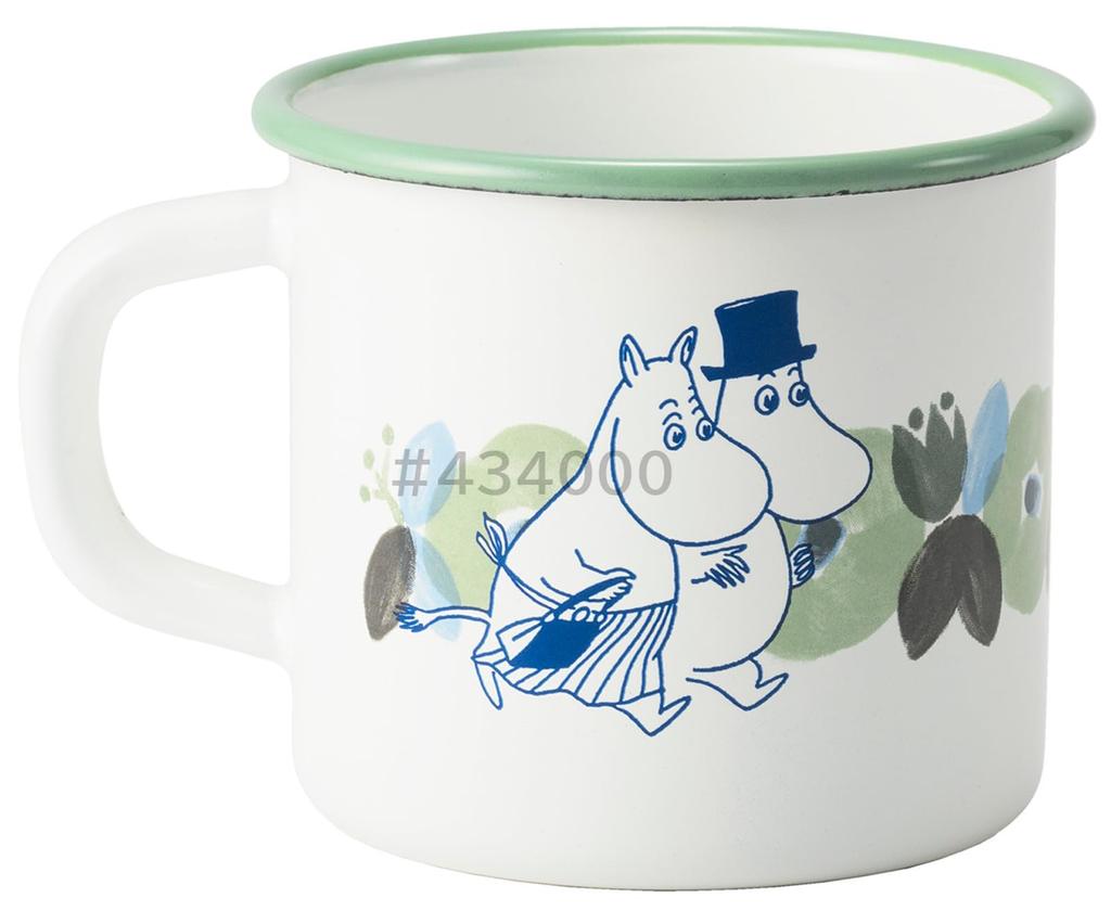 Fuji Enamel Moomin Flower Garden Mug, 7cm, Olive, MTH-7MG.2