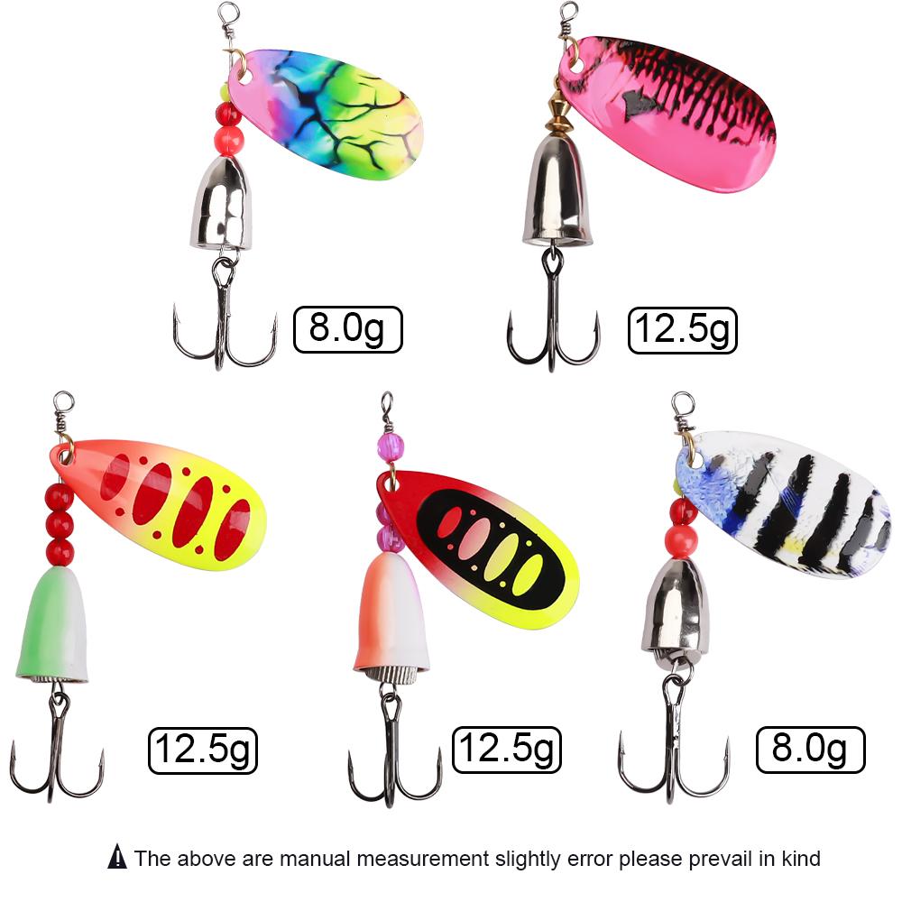 FISHKING 5 шт. блесна Willow Spinner Bait 8,0 г 12,5 г, медь, размер 3#-5# с тройным крючком 2#-1/0#, рыболовная приманка