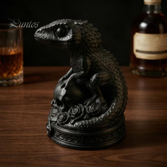 Жуткий Офисный Настольный Орнамент 3D Печатный Скелет Геккона Роза, Готическая Смоляная Альтернативная Статуэтка для Эстетики Комнаты, Настольная Скульптура Животного