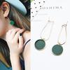 1 Pair Women Drop Oil Green Circle Small Fresh Girl Heart Earrings Personality Retro Earrings