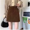 Khaki Corduroy A-Line Skirt: Vintage High Waist, Petite & Plus Sizes for Autumn/Winter