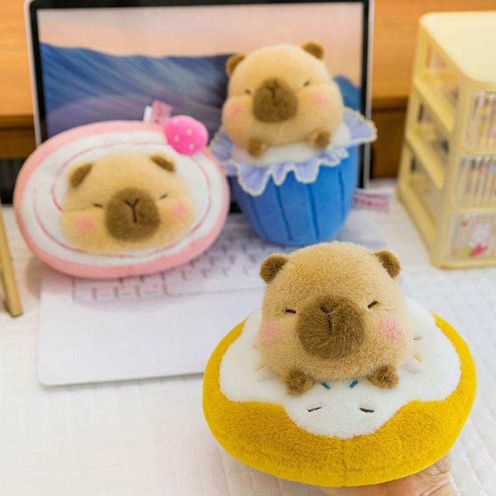 Fluffy Dessert Capybara Plush Toy Soft Dessert Capybara Doll Kawaii Plush Capybara Plush Toy  Kids