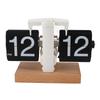 Flip Desk Clock Auto Mechanical Flip 12H AM PM Wood Base Battery Powered Vintage Retro Digital