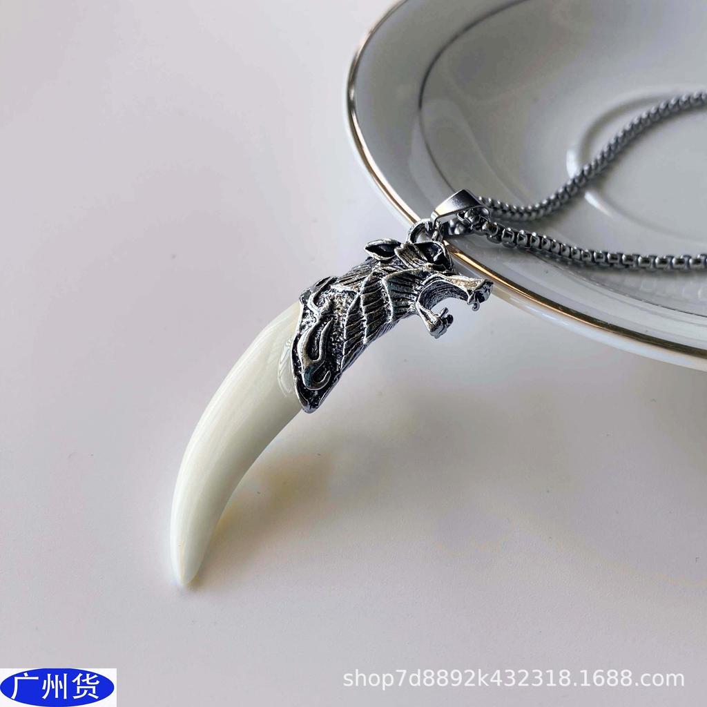 Модные ретро-ювелирные изделия с доминирующей индивидуальностью, мужские крутые красивые ожерелья из сплава с подвеской в виде волчьего зуба и собачьего зуба