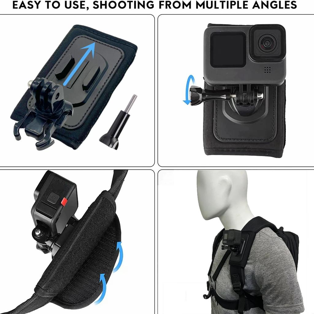 Крепление для ремня рюкзака с вращением на 360° для GoPro Hero 12 11 10 9 8 7 6 5 4 SJCAM Insta360 X2 X3 DJI Osmo Action Camera Accessories