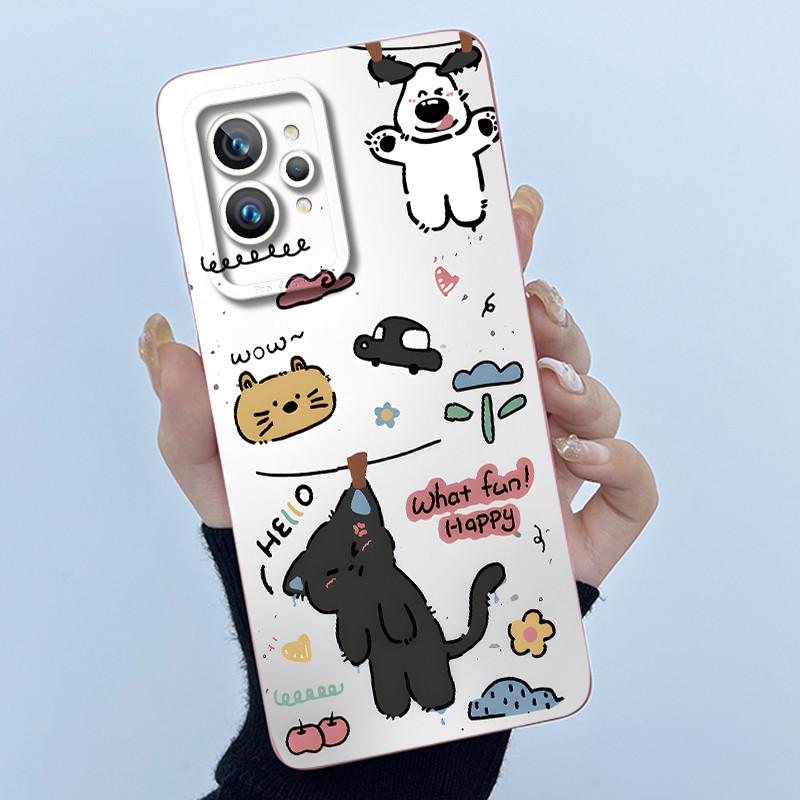 For Realme GT 2 Pro Phone Case Cute Panda Girl Cats Liquid Silicone Camera Protection Back Cover For Realme GT2 Pro GT2Pro Funda