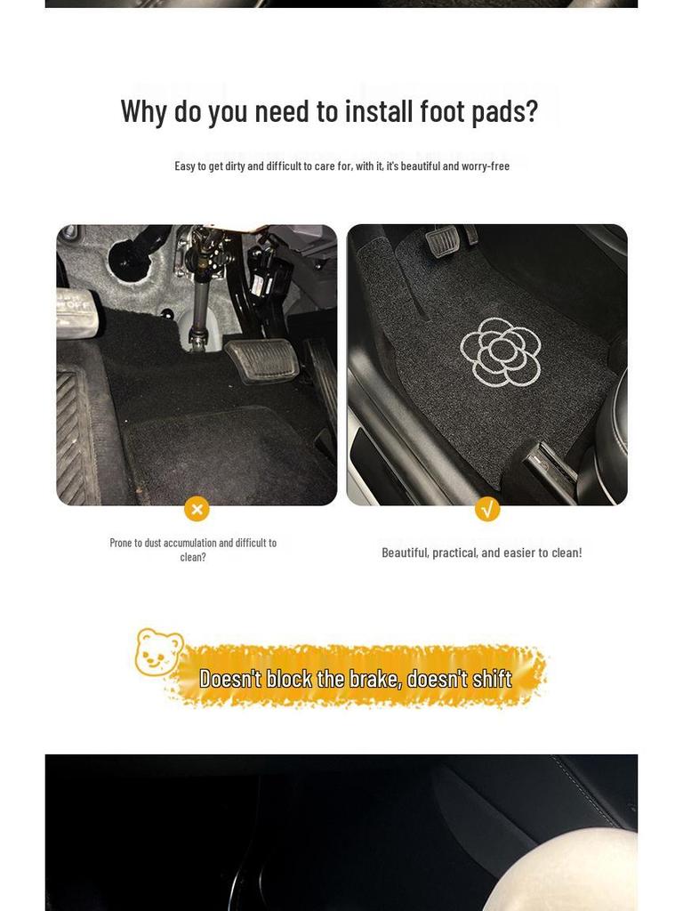 Tesla Model 3 & Model Y Индивидуальные шелковые коврики для пола с противоскользящим покрытием - Полностью закрывающие салонные коврики для ног