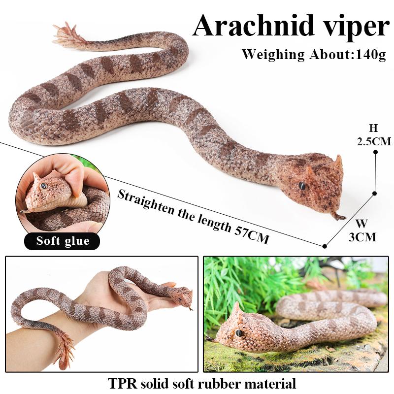 Oenux Forest Savage Snakes Animals TPR Rattlesnake Python Cobra Action Figures Lifelike Model Education Kids Toy Gift Prank Toy