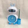 Cute Children's Small Alarm Clock Robot Desktop with Pen Holder Children's Bedside Wake Up Cartoon Small Alarm Clock Student