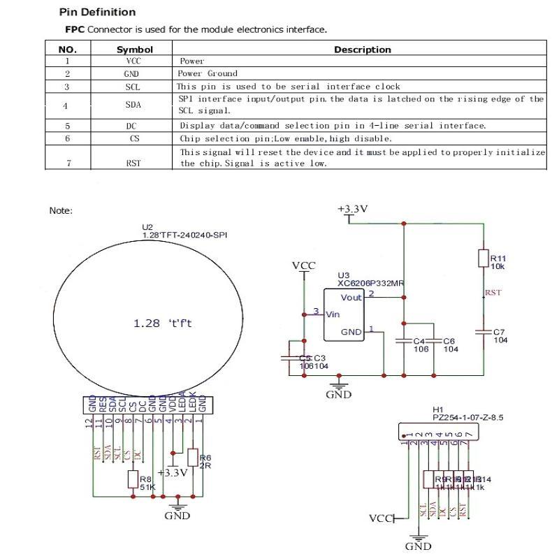 1,28-дюймовый 4-проводной TFT LCD модуль с интерфейсом SPI, цветной круглый экран, адаптер, печатная плата, RGB 240*240, драйвер GC9A01
